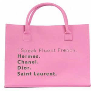 Adorable Designer lover Tote in Pink with Green writing